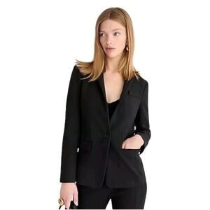 J.Crew 365 Blazer Size 10 Black Stretch Everyday 1 Button Business Office Career
